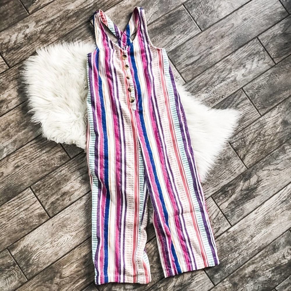 True Craft Striped Colorful Cropped Jumpsuit